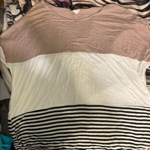 Striped Short Sleeve Tee - Tan, White, and Black